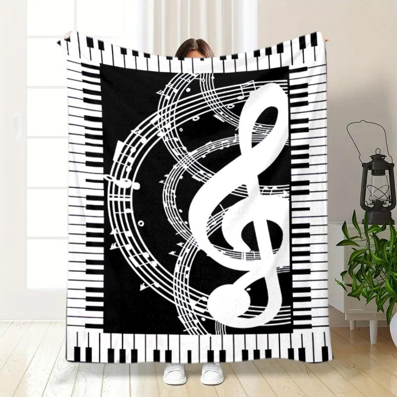 1PC Musical Symbols Music Printed Blanket, All Season Lightweight Home Office Outdoor Nap Multifunctional Blanket A19