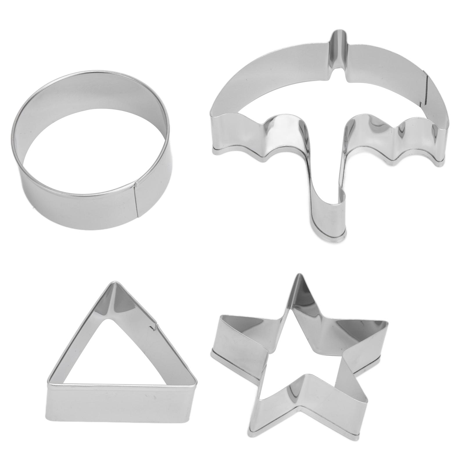 5Pcs Set Sugar Candy Pie Mold Cutter Stainless Steel Cookies Chocolate Mold for Games Entertainment Silver