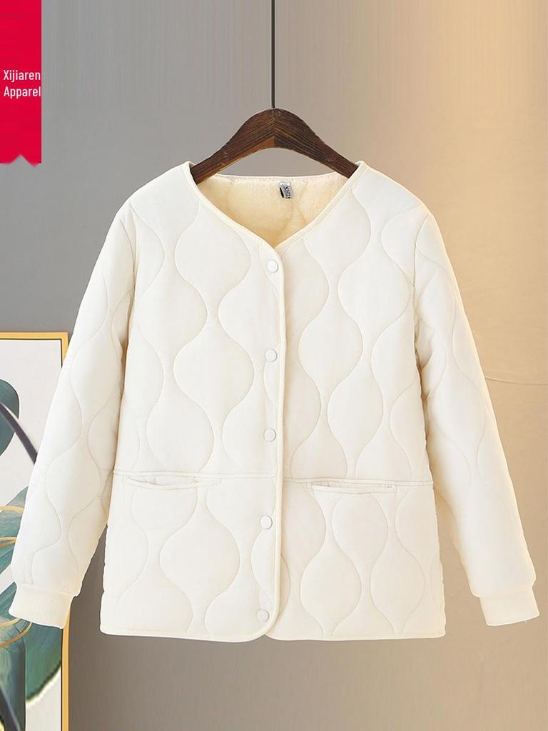 2025 New Cotton Padded Jacket: Short, Plush, Thick, Autumn/Winter Style for Petite and Plus Size Women