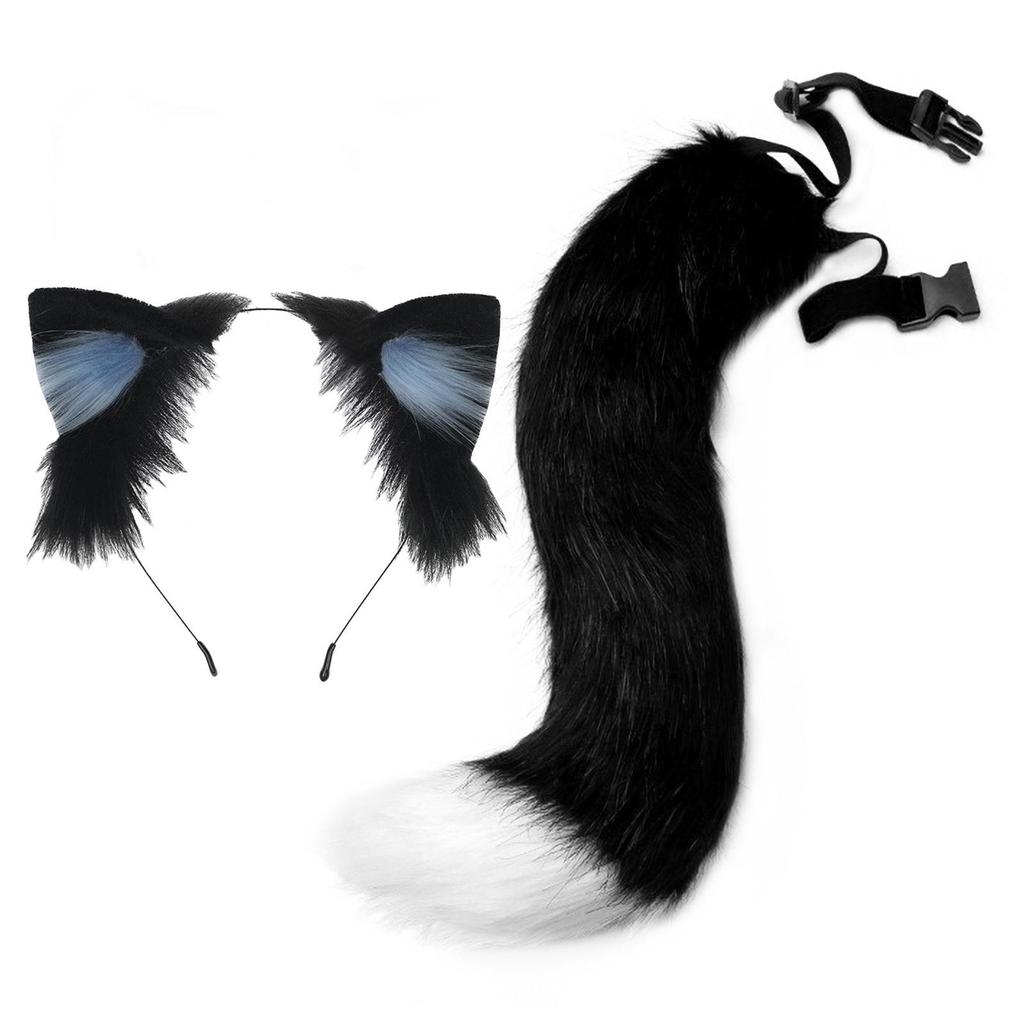 Handmade Cat Ears & Tail Set: Cute Cosplay Hair Accessories for Catgirl