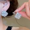 One Look At 10,000 Years~ Silver Needle Zircon Rhombus Stud Earrings Light Luxury High-end Fashion Earrings Design Earrings Women