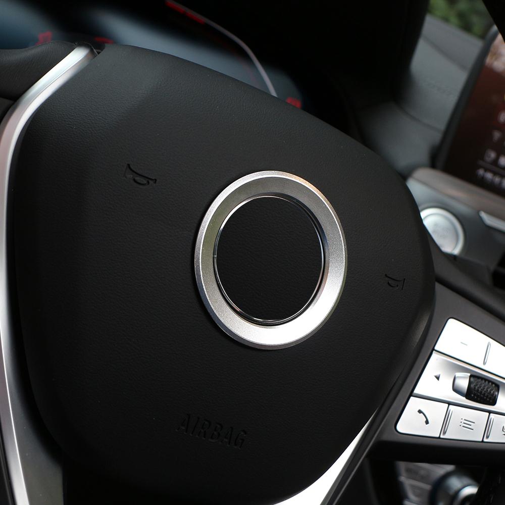 Autocollant de Volant de Voiture Cercle en Aluminium Logo Garnitures Couvercle pour BMW Série 1 2 3 5 X1 X3 X5 X6 E36 E39 E46 E30 E60 E90 E92 F30