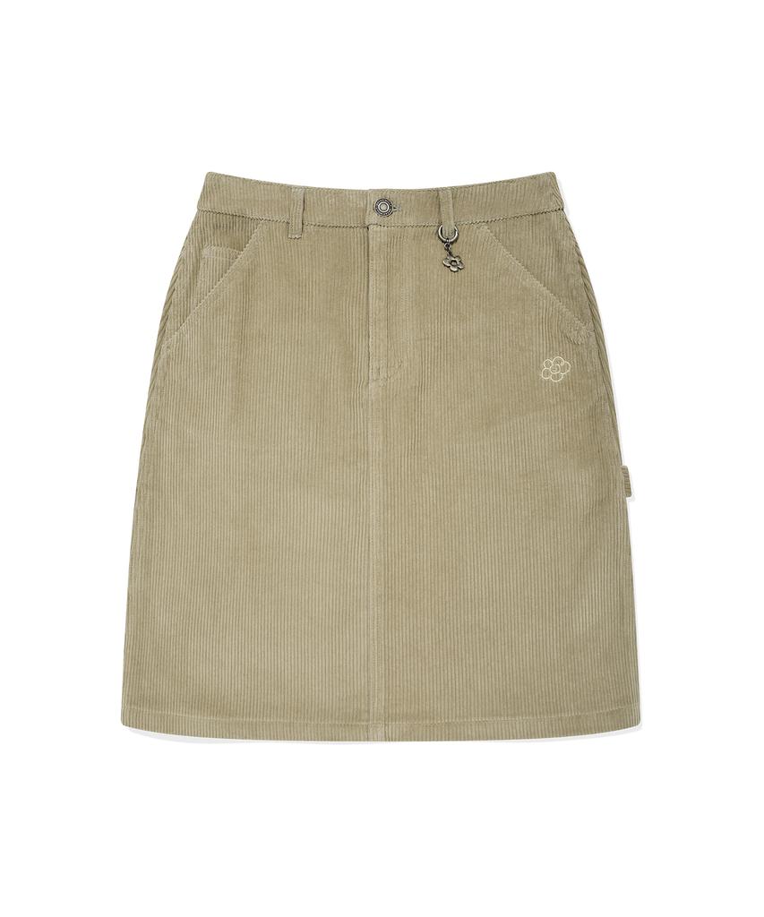 Wacky Willy Women'S Corduroy Carpenter Midi Skirt Light Khaki
