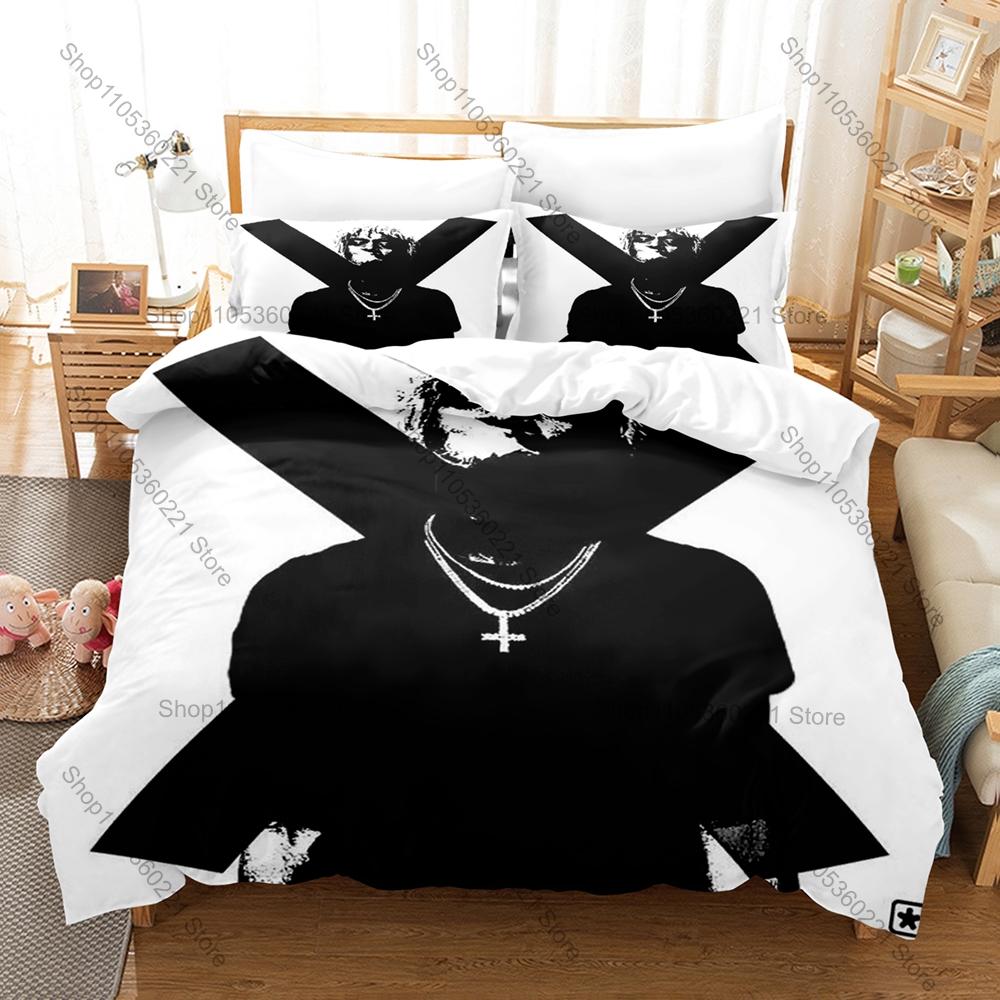 Cool Graphic Ken Carson Playboi Carti Opium Label Rage Rap Bedding Set Duvet Cover With 2 Pillowcases Teen Eboy Goth Bedroom Dec