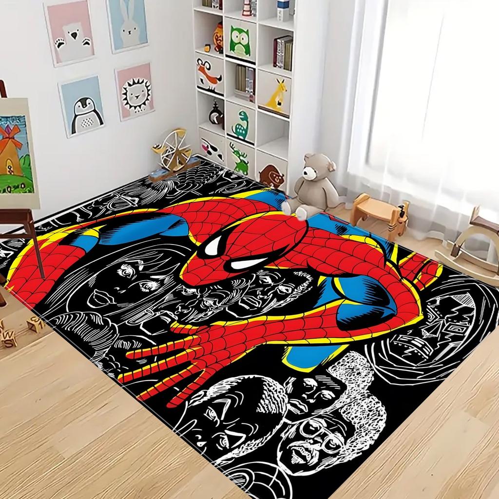 1 vnt. Marvel tematikos spausdintas durų kilimėlis, flanelinis stačiakampis kilimas, tinkantis skalbti mašinoje, dekoratyvinis durų kilimėlis, virtuvės kilimėlis, lauko kilimėlis, W