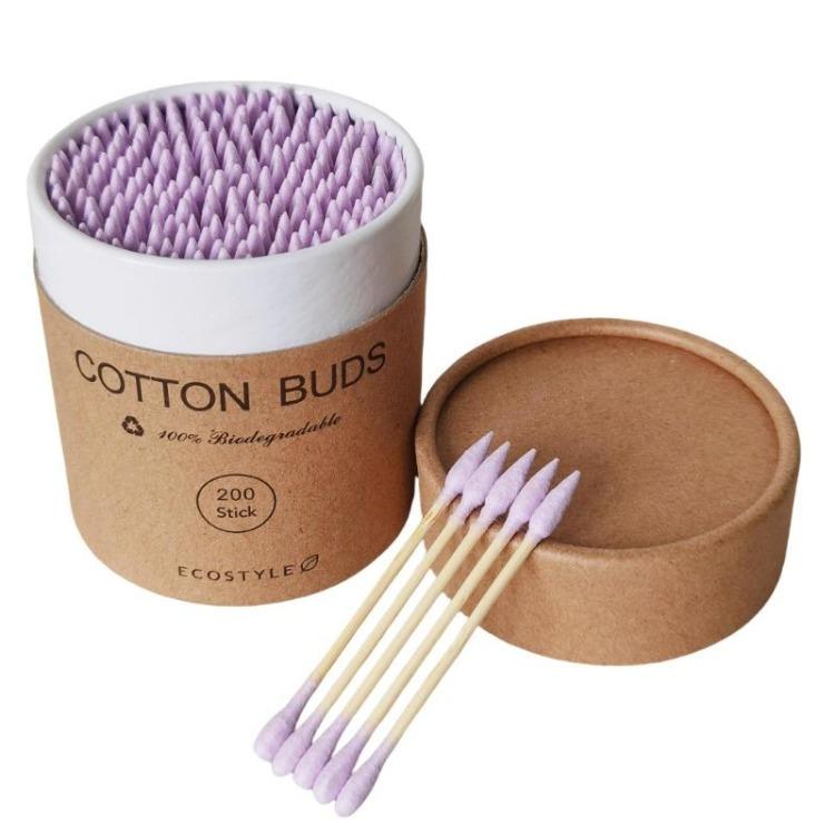 200 Round and Pointed Double-headed Cotton Swab Sticks In A Colored Paper Box Disposable Makeup Remover