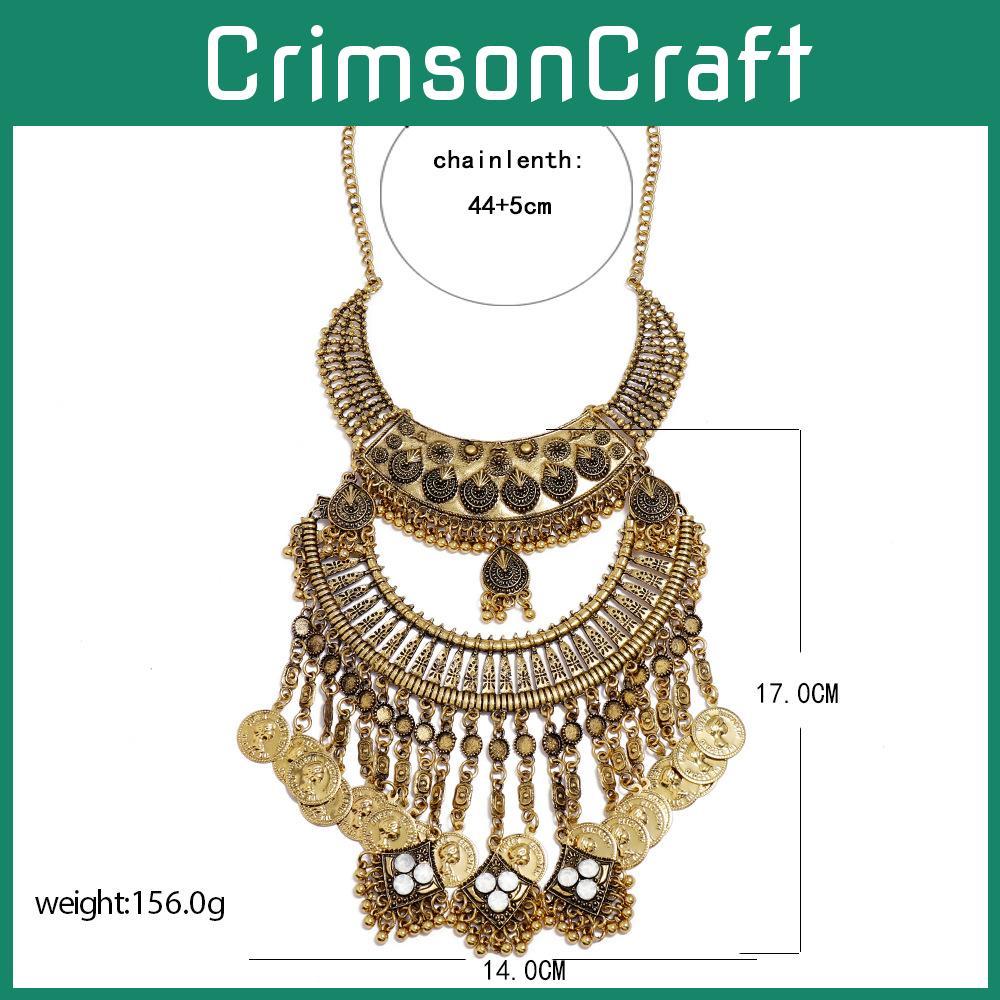 Coin Elegant Vintage Tassel Necklace With Alloy Material And Water Chain Wave