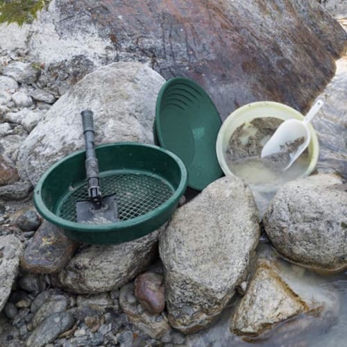 Gold Panning Kit, 3 Gold Pans for Gold Panning, Includes Small Pan, Medium Pan, and Mesh Sieve Pan, Gold Washing Pan Kit, Round Gold Dredge Prospectin