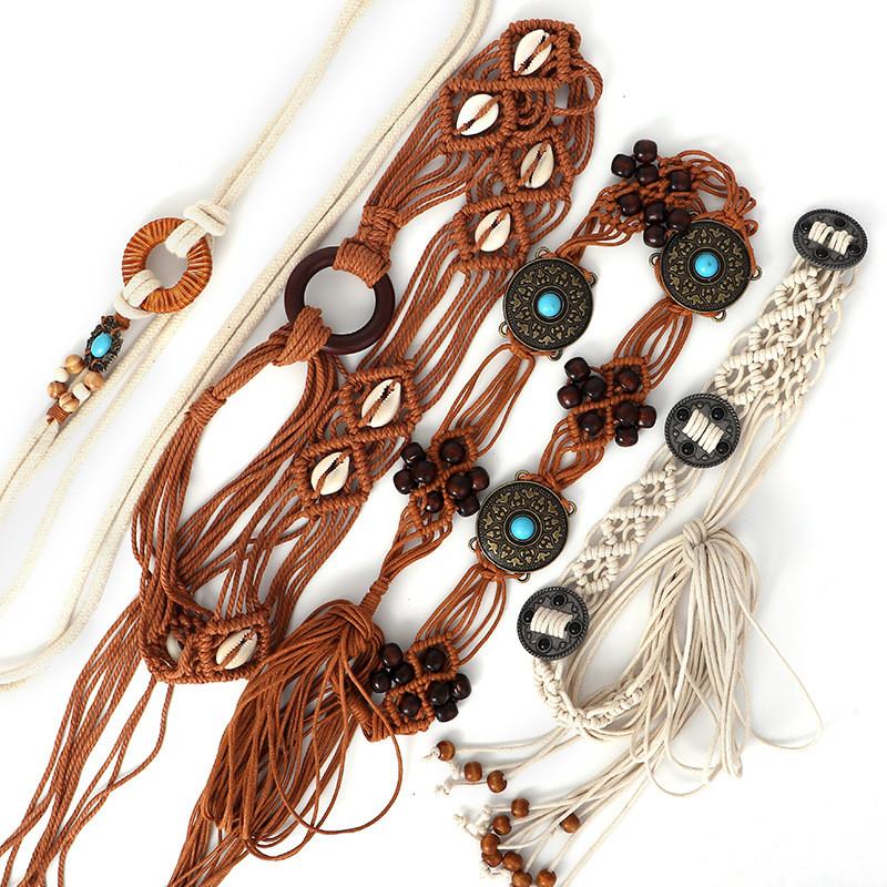 Rope White Woven Waist Belt For Summer Casual Women Accessory Fashion