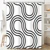 Black White Geometric Pattern Waterproof Mildew-Proof Shower Curtain Modern Minimalist Decor Suitable For Wet And Dry Separation