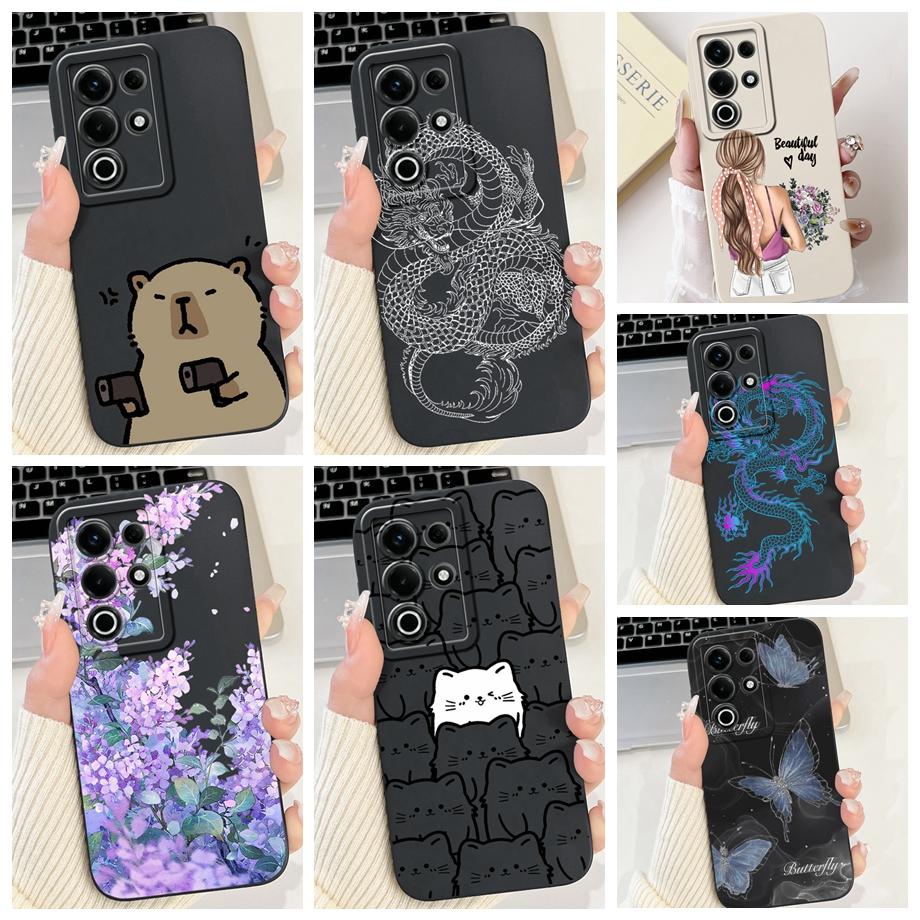 For Itel S25 Ultra S686LN Phone Case Liquid Silicone Soft Back Cover For Itel S25 S685LN Bumper Dragon Cat Flower Butterfly Capa
