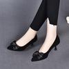 Pointed High Heels Spring New Bow Light Mouth One Pedal Sheepskin Fashion Shoes Black Single Shoes