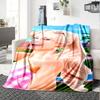 1pc pink checkered swimsuit Flannel Blanket Soft Warm Throw for Home, Office, Travel, All Season Cozy Bedding Gift, Office