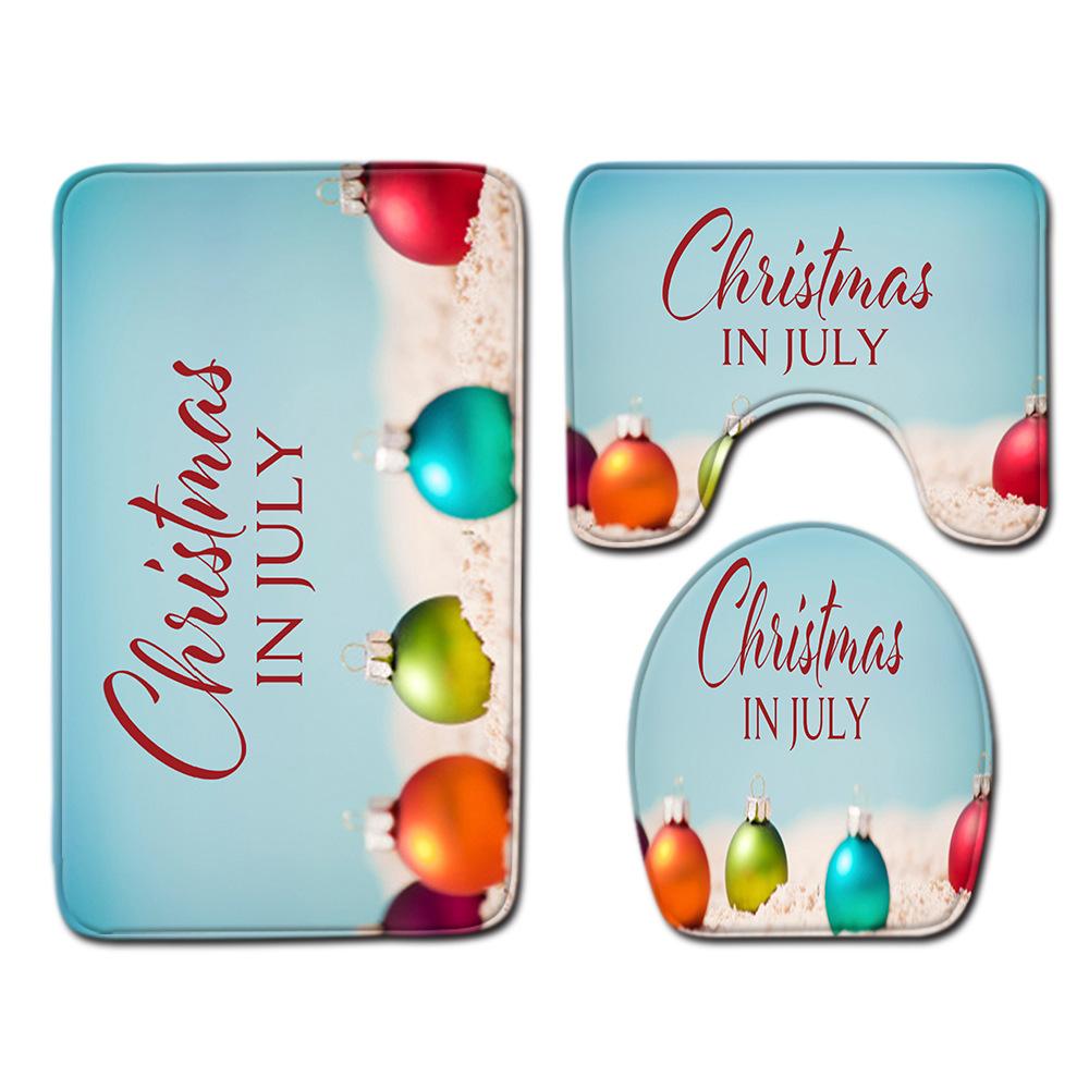Christmas Bathroom Floor Mat Toilet Three-Piece Set