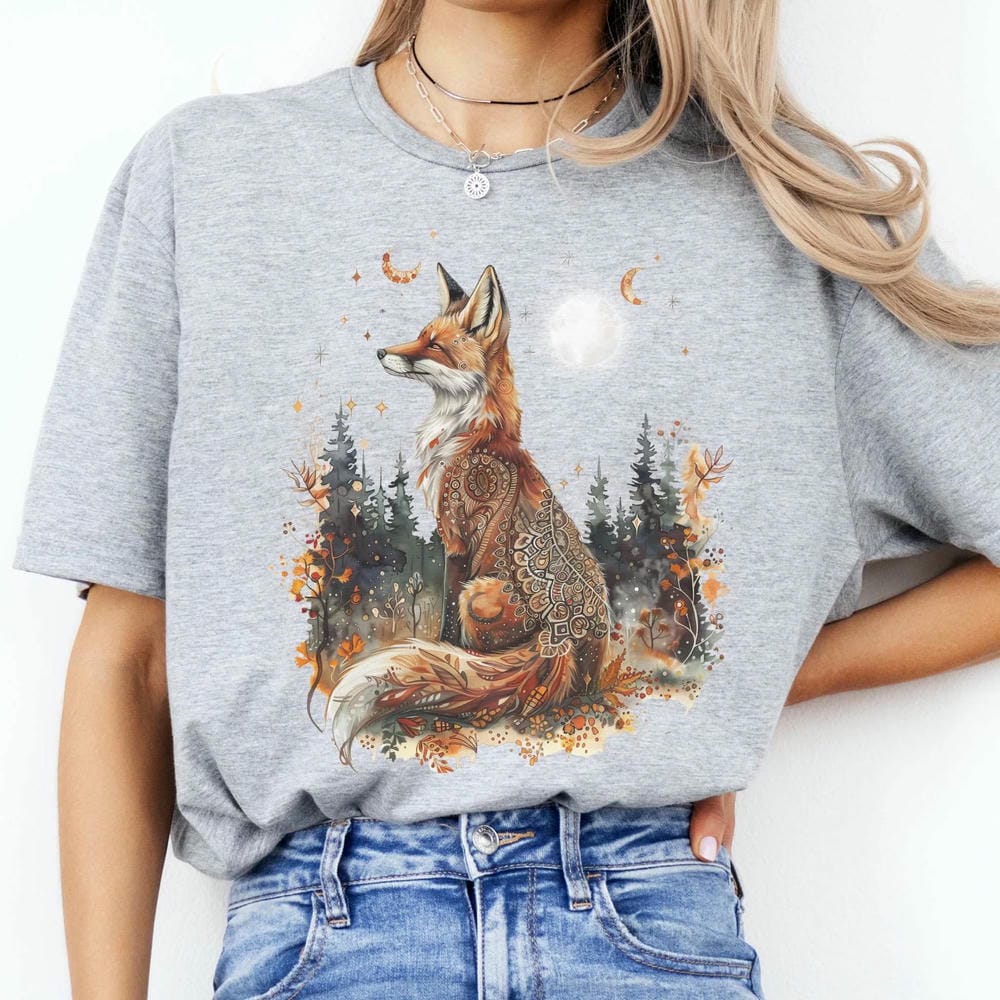 Autumn Fox TShirt Cozy Cottagecore Animal Tee Dark Acedemia Comfort Short Sleeve Casual Unisex Shirt Crewneck Y2K Streetwear