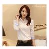 White Blouse Women Polyester Office Career Shirts Tops Korean Fashion Casual Long Sleeve Blouses Women Business Shirt