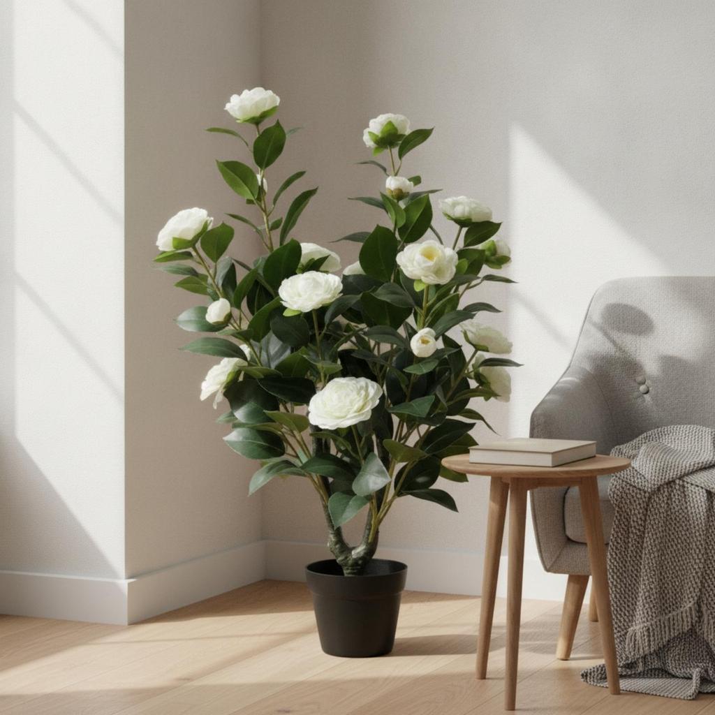 Artificial Camellia Tree Tall with Flowers Sturdy Vibrant for
