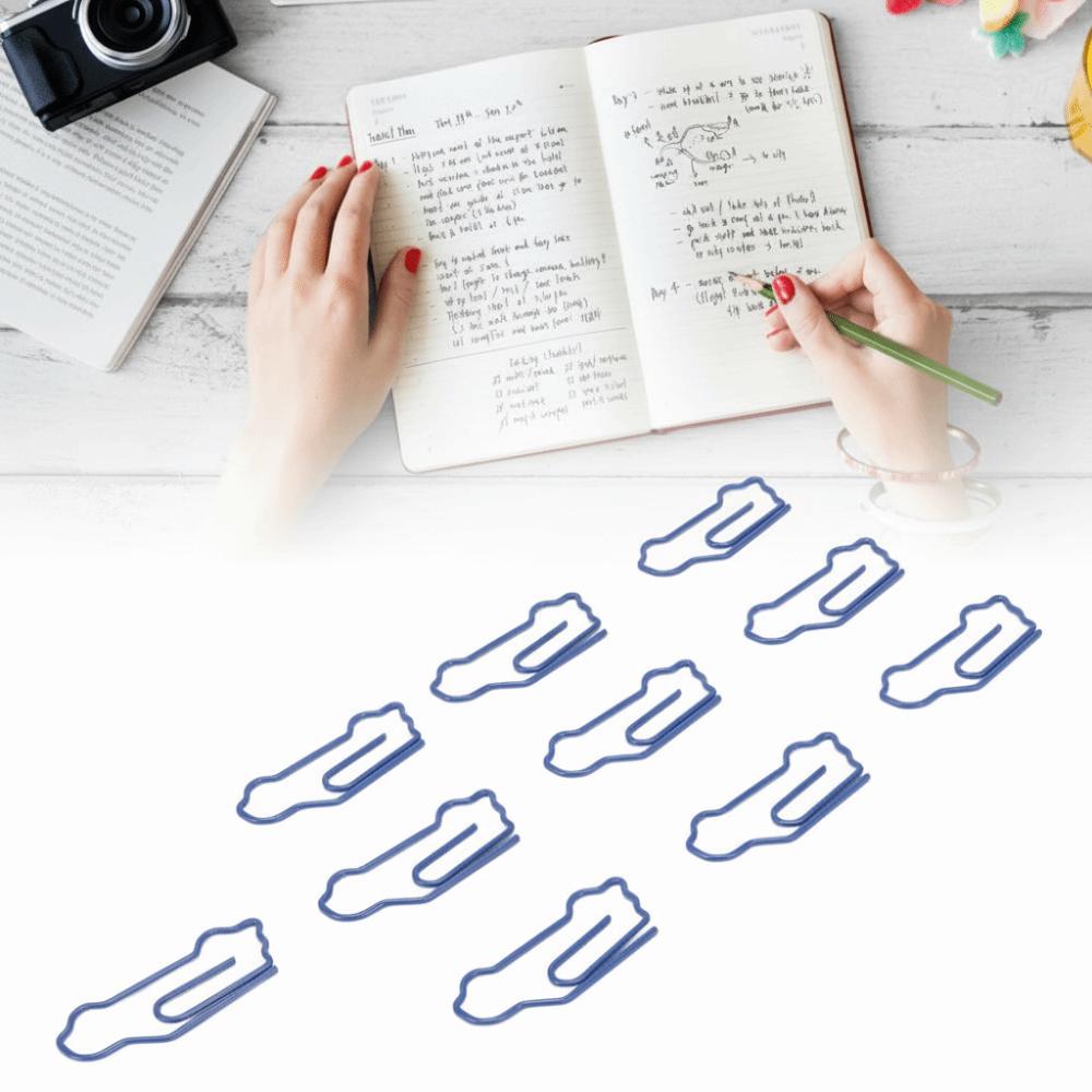 100 Pcs Car Shape Shaped Paper Clips Portable Plastic-coated Metal Small Paper Clips Blue Mini Size Cute Paper Clips