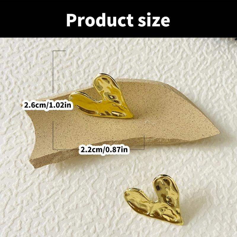 Concave Convex Irregular Heart Earrings for Women Lightweight Alloy Ear Studs Accessory Earwear Accessories for Party