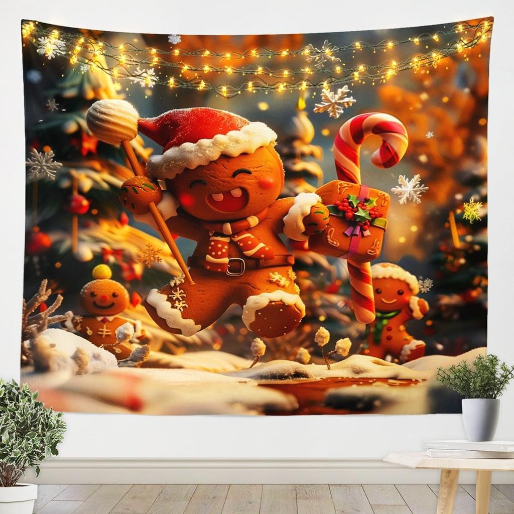 Christmas Tapestry New Year Background Wall Hanging Decoration Fireplace Stockings Gifts Hanging Cloth