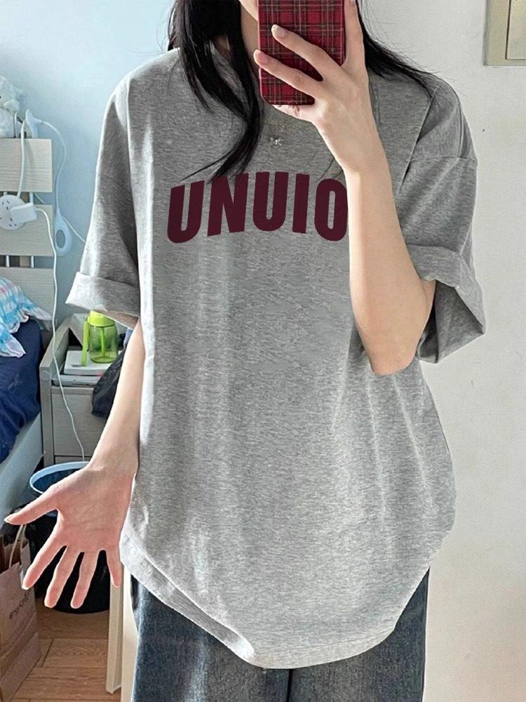 Unisex Retro American Cotton Short Sleeve T-shirt, Plus Size, Loose Fit Hong Kong Style Half Sleeve for Couples