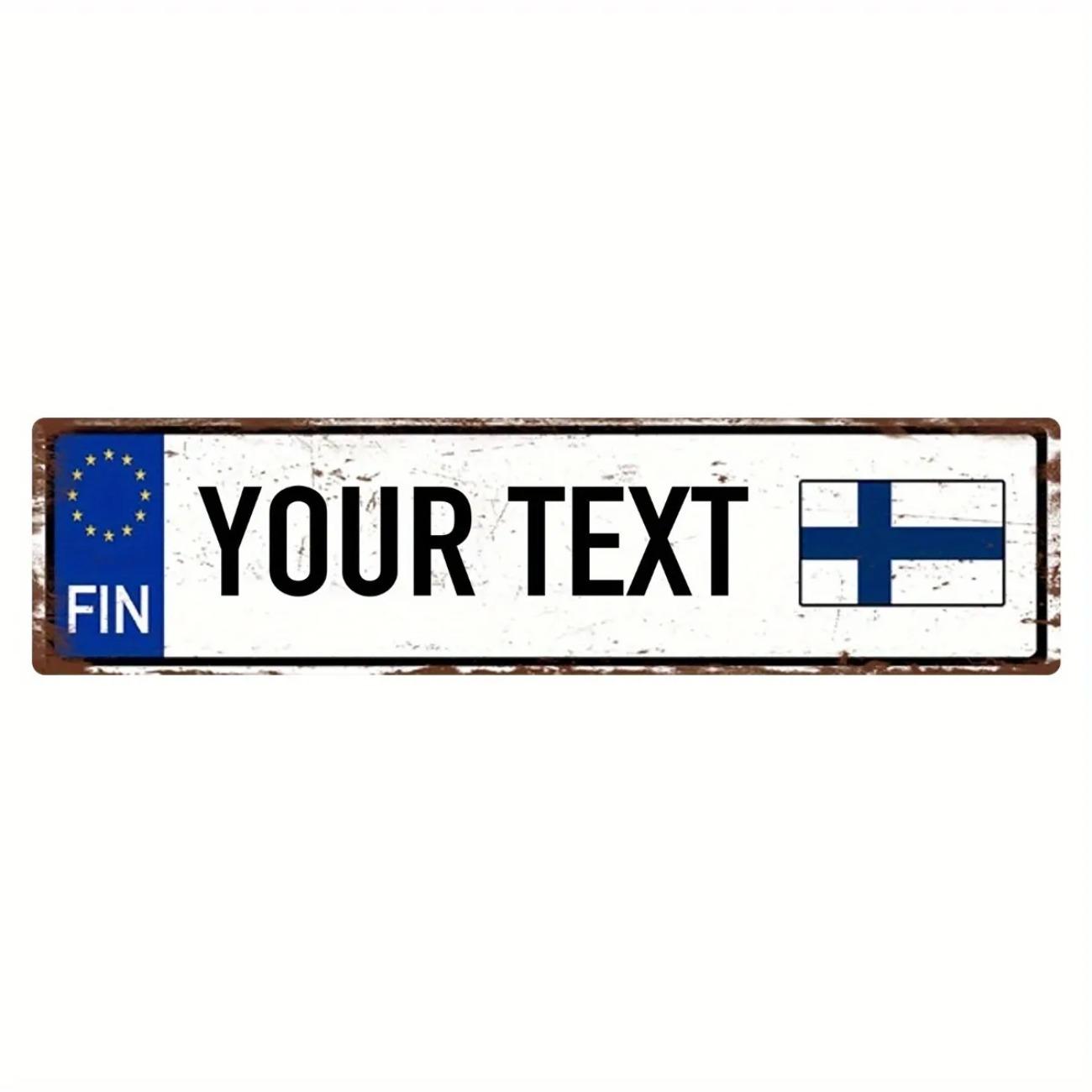 

1pc Personalized Metal Wall Sign Finnish License Plate Style Waterproof Home Garage Decor чёрный