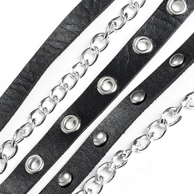 Fashion Women Gothic Punk Waist Belt Chain Metal Circle Ring Design Silver Pin Buckle Leather Black Waistband Jeans Waist Belts.