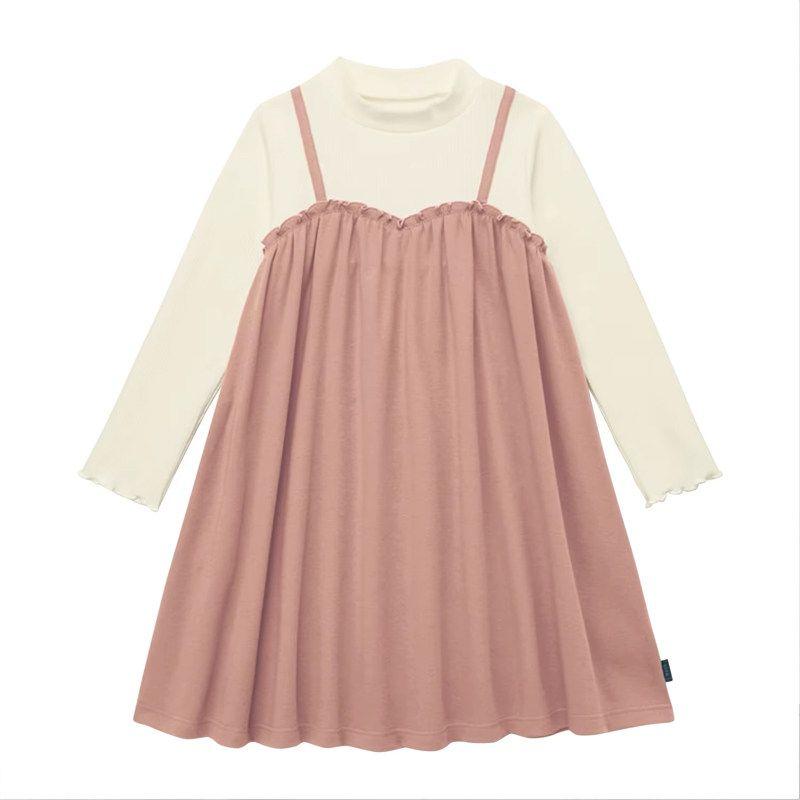 Girls Dress Spring and Autumn 2023 New Arrival Girls Cotton Long Sleeves Minimalist Fashionable Princess Dress Children Cute Dress Pink 140 cm