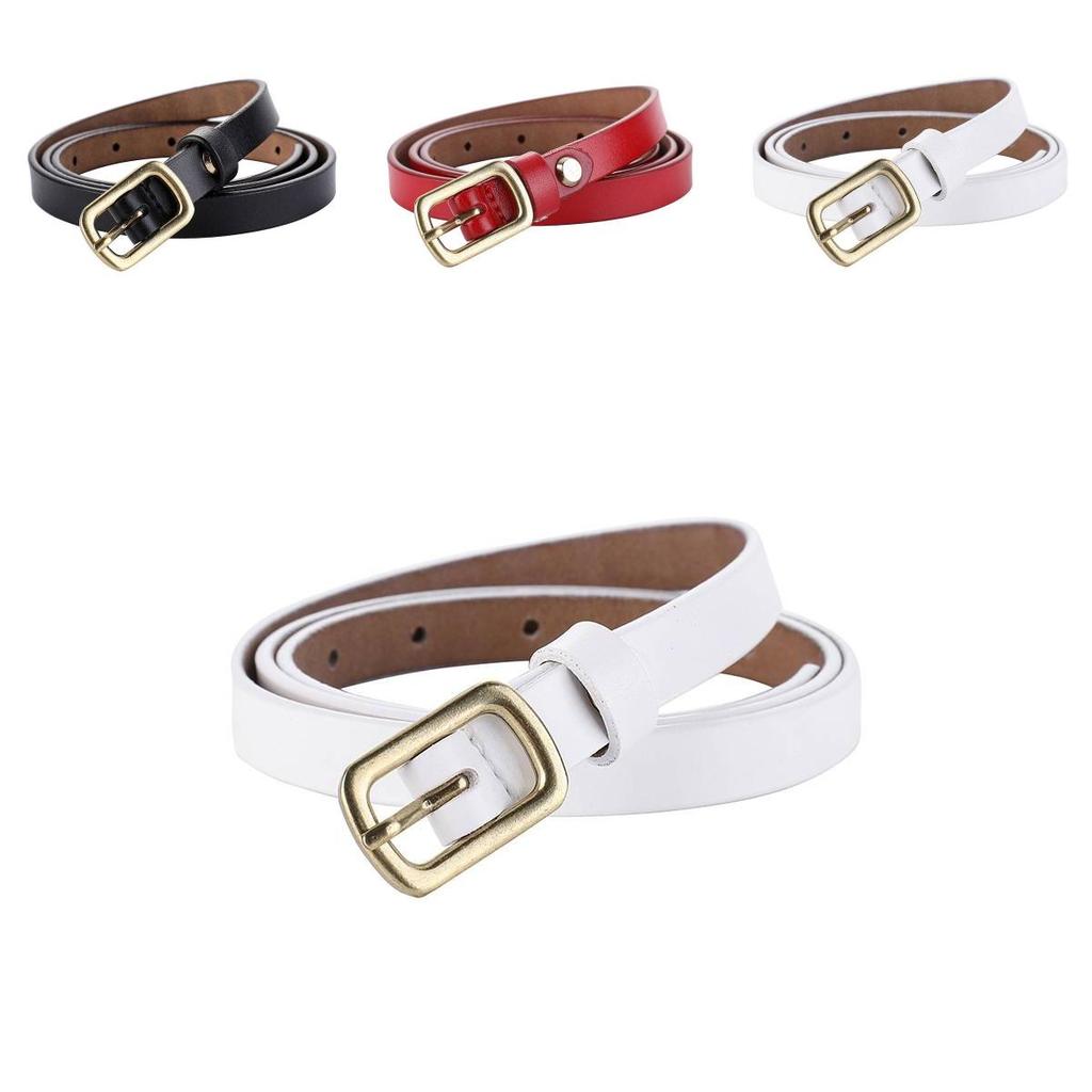 Genuine Leather Womens Belt Fashionable Twotone Cowhide Slim Waist Accessory With Alloy Buckle For Office
