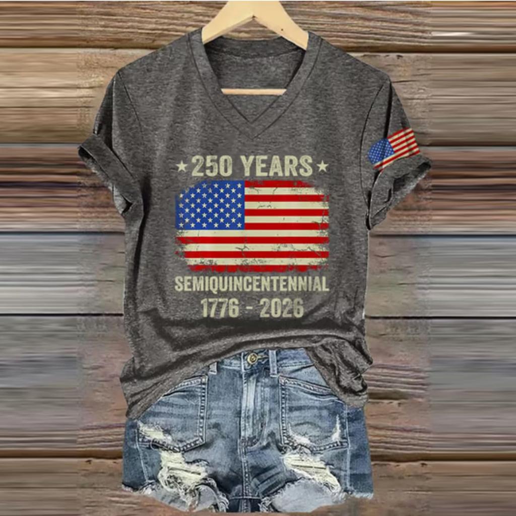 Women's Casual Round Neck Short Sleeve Pullover Printed T-Shirt Top