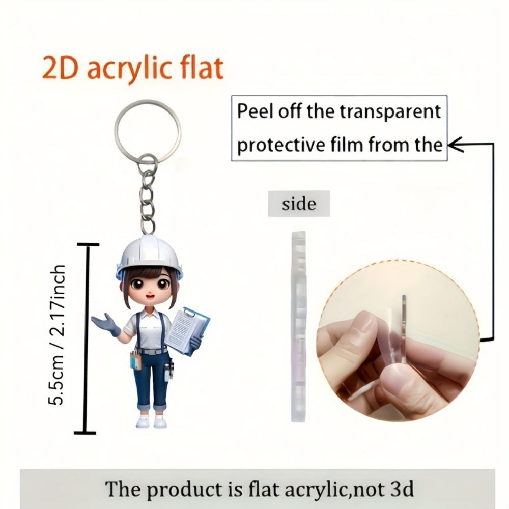 Cute Engineer, 2D Flat Acrylic, Pendant, Suitable for Backpack, Keychain, Gifts, Christmas, Halloween