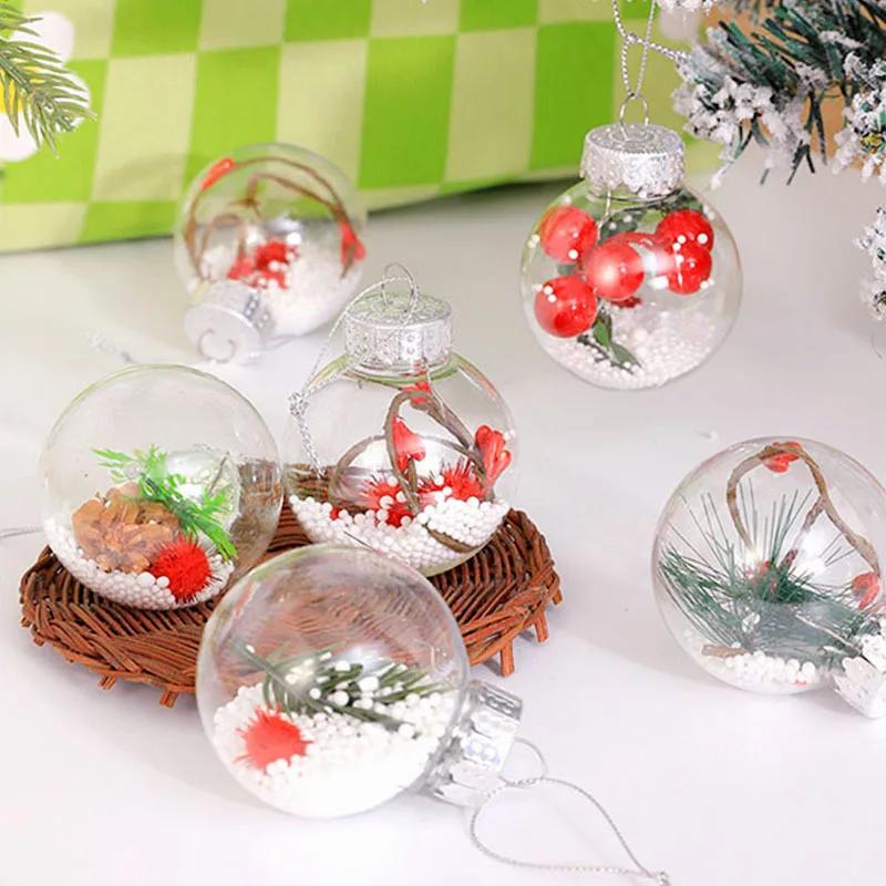 1~8pcs Clear Plastic Christmas Ball Ornaments Xmas Tree Hanging Pendant 2025 Christmas Home Decoration Gifts