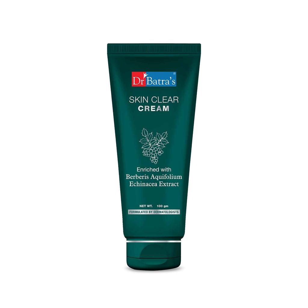 Dr Batra's Skin Clear Cream 100g - Berberis Aquifolium & Echinacea | Helps Reduce Acne Scars & Blemishes | Natural Face Cream for Clear, Smooth & S