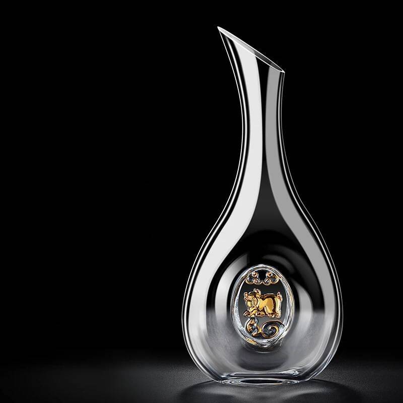 1000ml Clear Chinese Zodiac Decanter Crystal Wineware Glassware Upscale 24K Gold Cattle Horse Wine Dispenser Separator Wholesale