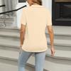 Summer Casual V Neck T Shirts Women Short Sleeves Collared Basic Tees Blouse