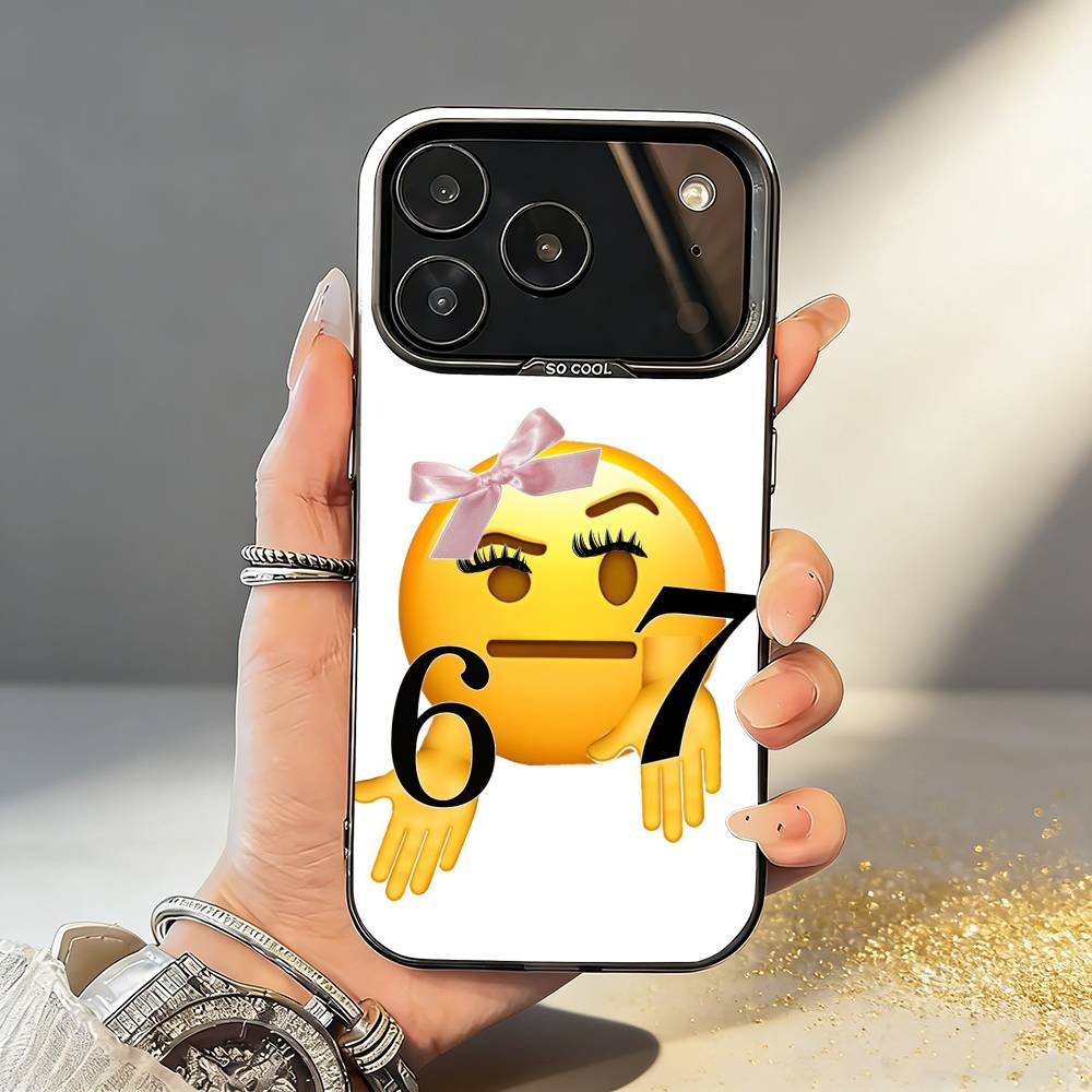 67 Six Seven Coque de téléphone pour iPhone17,16,15,14,13,12,11,Pro,MAX Gris Mat Silicone Noir Housse