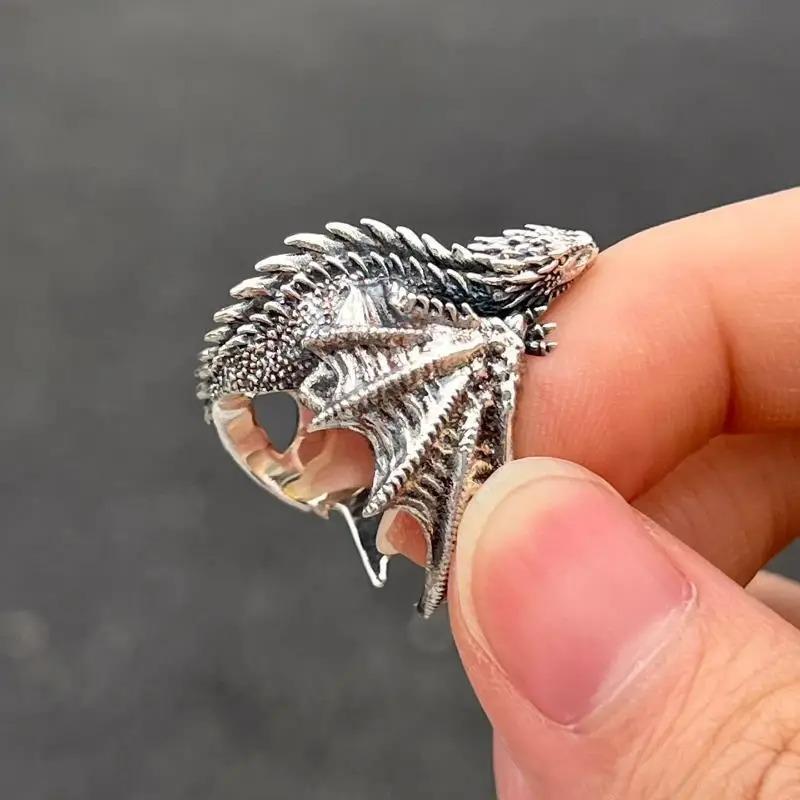 Hot Sale Exquisite Dragon Rings Gothic Punk Style Pterosaur Wings Opening Adjustable Rings Vintage Jewelry Accessories Gifts