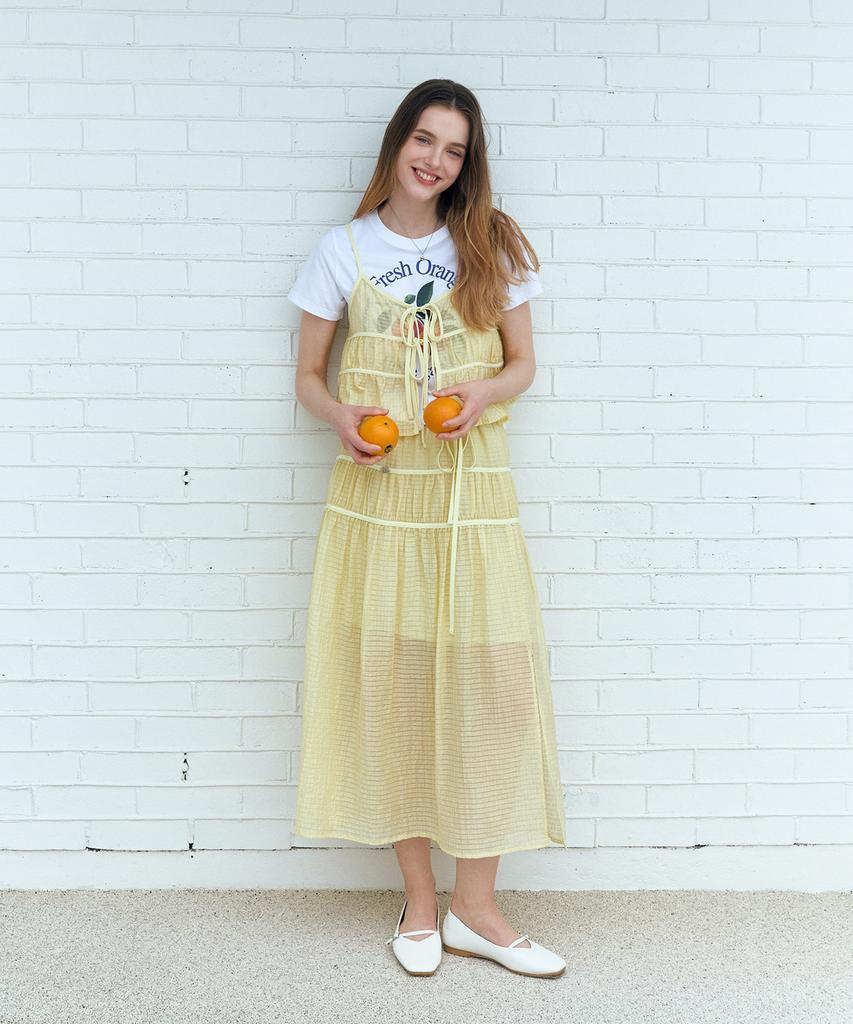 Brilmance Frill See-Through Tiered Skirt [Yellow]