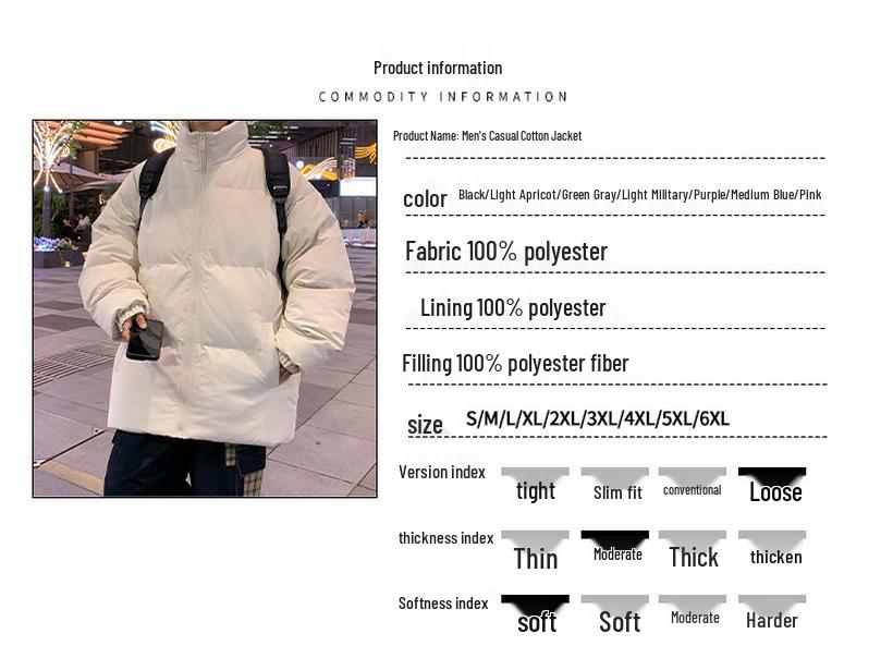 Unisex Trendy Stand Collar Thick Puffer Jacket - Winter Cotton-Padded, Loose Fit for Men and Women