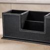 Leather Double Pen Holder - Multifunctional Desktop Storage Box for Office Stationery