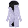 Warm Womens Cotton Jacket Long Sleeve Hooded Zipper Coat Solid Color Fashion Down Jacket