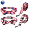Dog Collar Leash Set Independence Day US Flag Stripe Adjustable S M L Sizes Pet Accessories