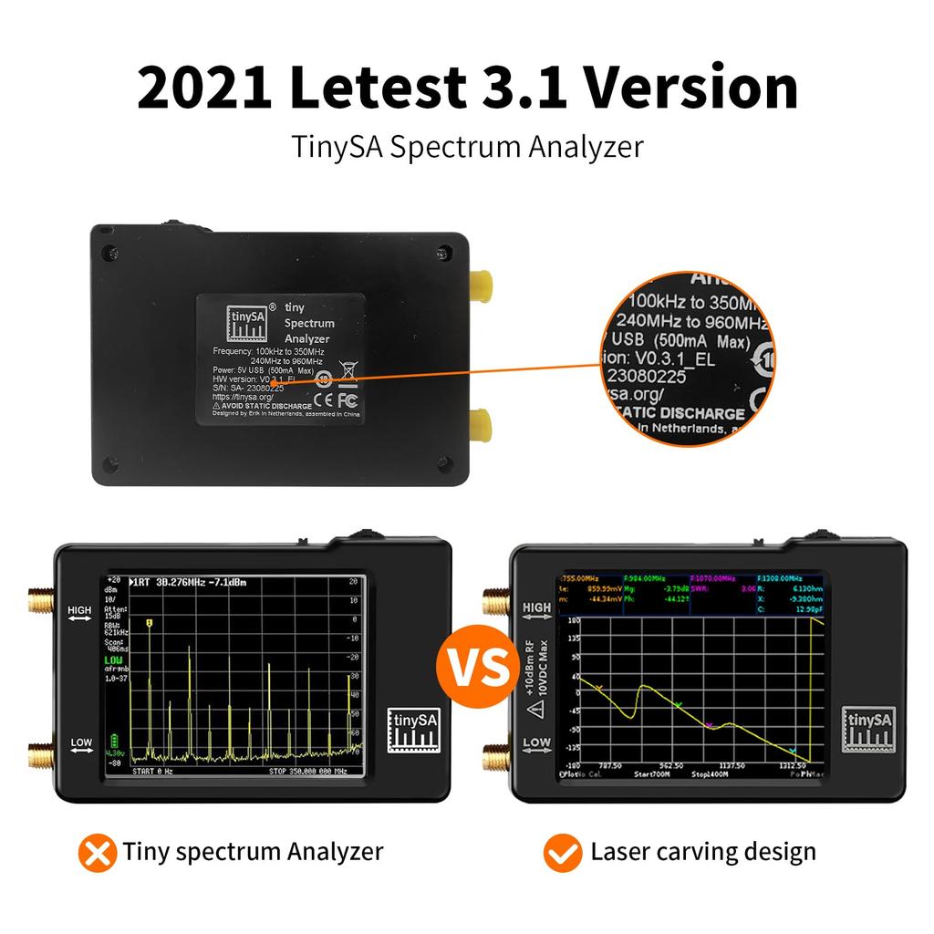 Analizor de spectru Dearsee TinySA, analizor de frecvență, intrare UHF, analizor de spectru cu ecran tactil, analizor de antenă, analizor de spectru, generator de semnal