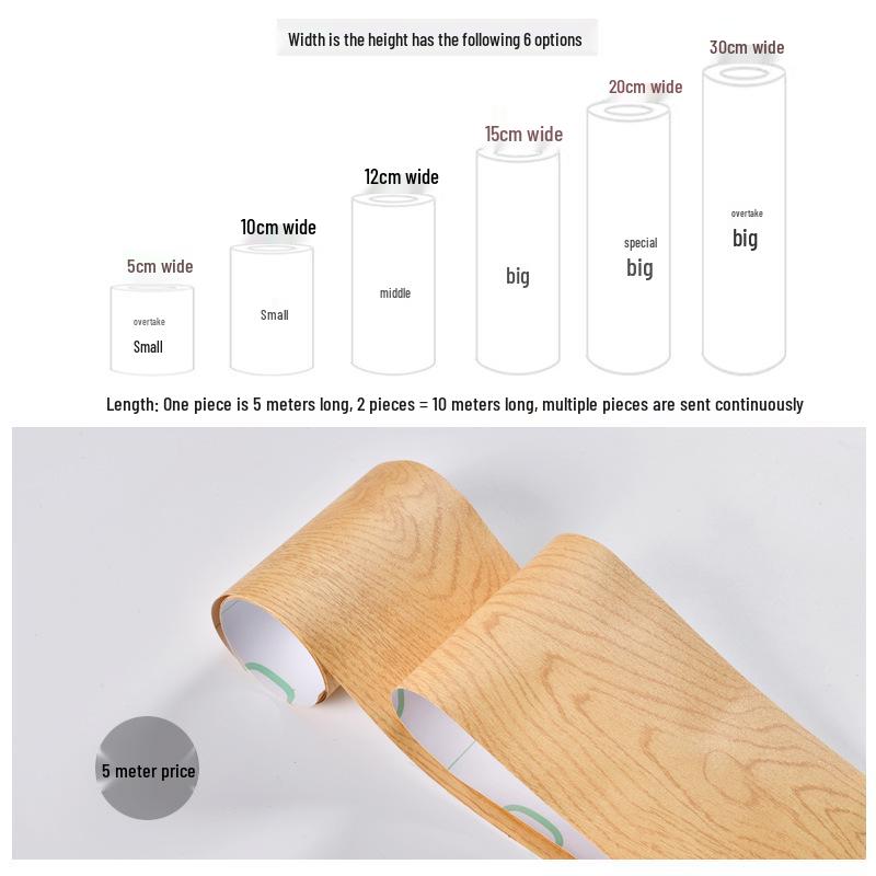 Vanntett selvklebende gulvlist og kantlist med trestruktur for møbelrenovering og sokkeldekorasjon