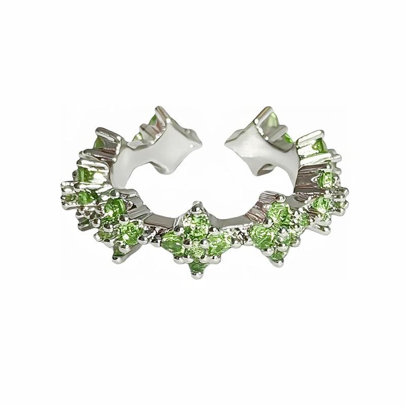 Light Luxury High-End Full Diamond Inlaid Zircon Stacked Wearing Super Flash Super Fairy Row Diamond Opening Ring Niche Design Exquisite Ring