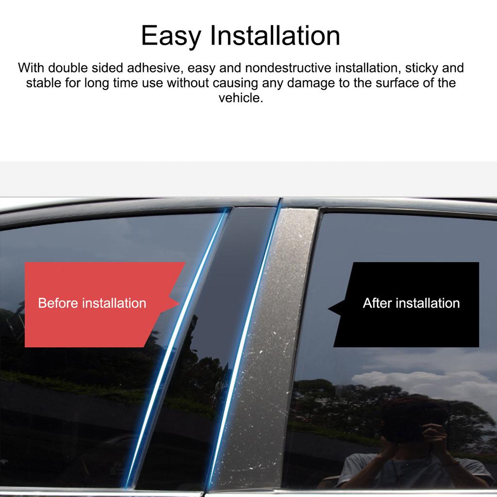 6pcs Side Door Window Cover Trim Pillar Post Decal Trim Gloss Black Side Door Window Cover Trim Replacement for Dodge Charger