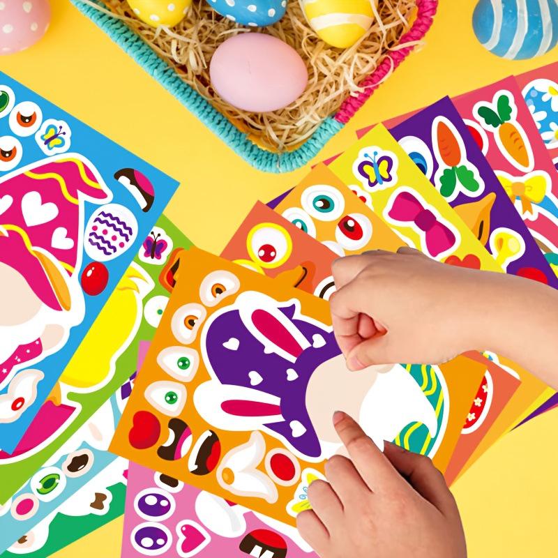 Anime-Inspired Easter Puzzle: Cute Cartoon Animal Face Stickers for Kids & Parents
