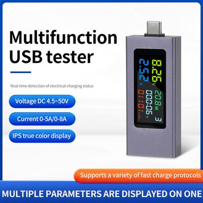 Multi-function Type-C Digital USB Tester Voltage Current Power Meter Capacity Tester Charger Tester DC 4.5~50V 0-8A