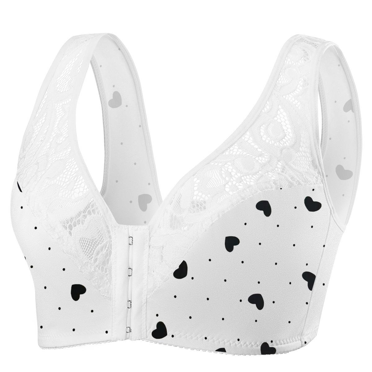 Plus Size Wireless Seamless White Front Closure Full Cup Sports Bra S