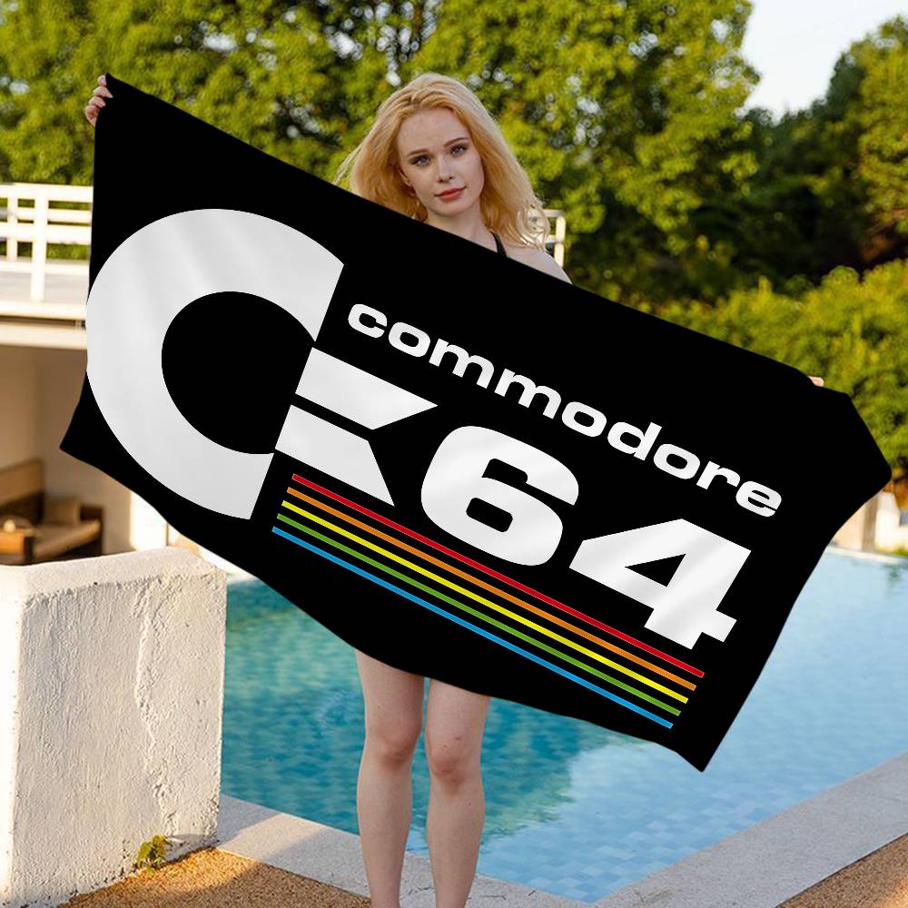C-Commodore 64 Logo Beach Towel Colorful Bath Towels For Girl Microfiber Quick Dry Custom Sand Free Beach Yoga Spa Gym Pool